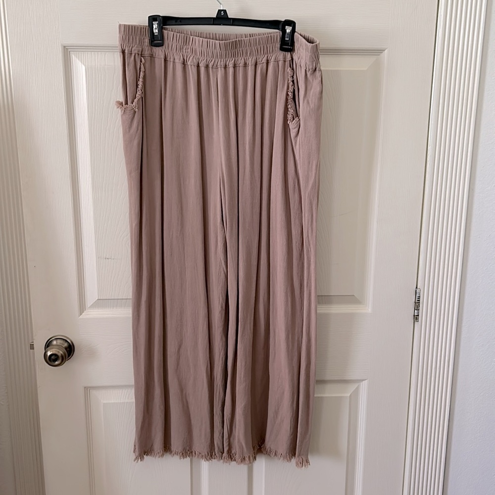 plus size linen blend pants